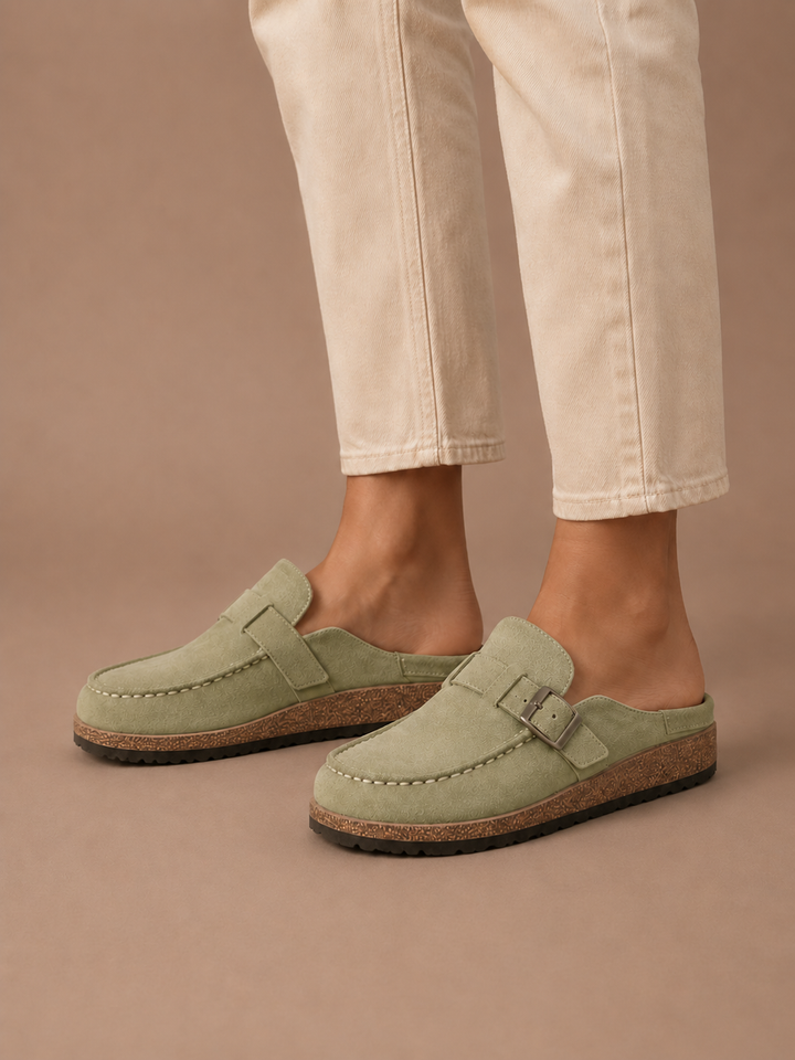 Piper | Effortless Suede-Look Buckle Orthopedic Mules