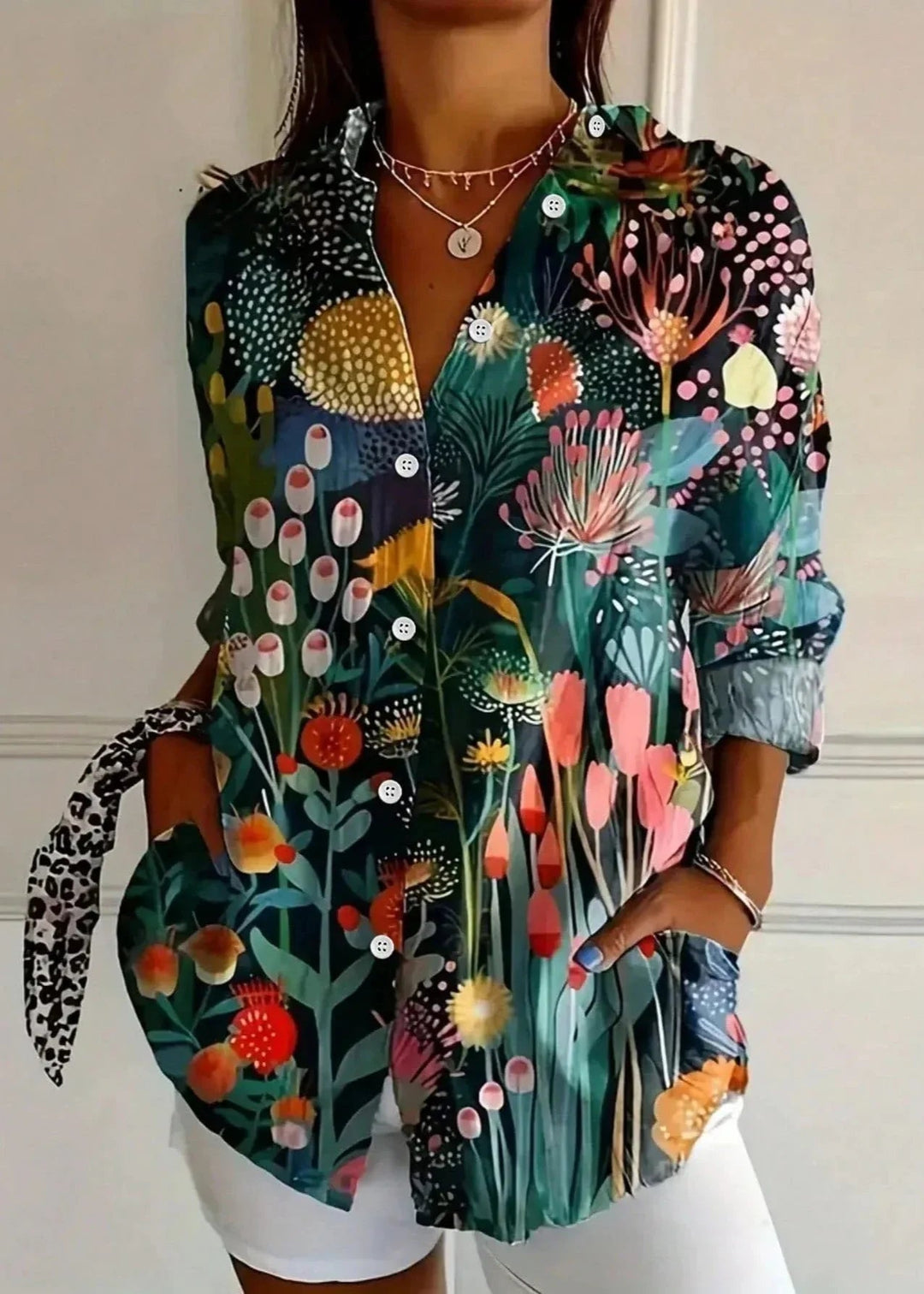 Piper | Elegant Painterly Floral Print Summer Tops Blouse