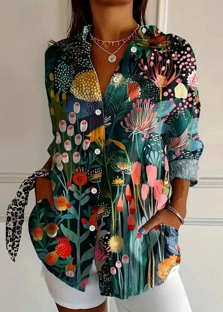 Piper | Elegant Painterly Floral Print Summer Tops Blouse
