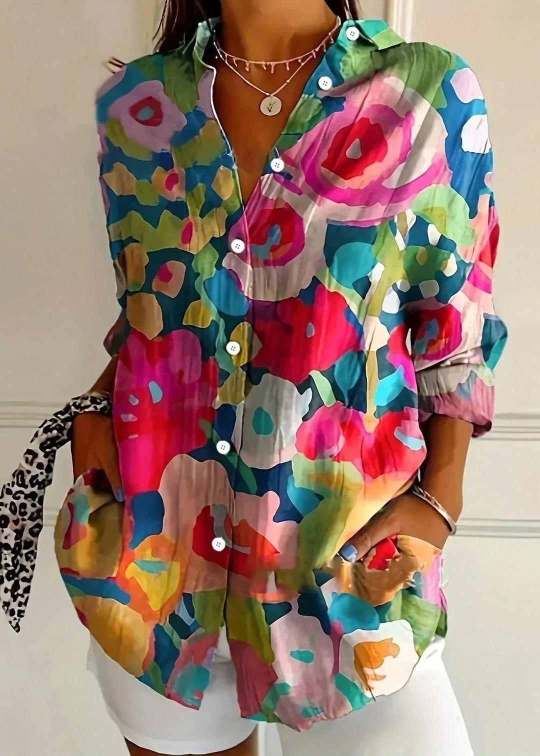 Piper | Elegant Painterly Floral Print Summer Tops Blouse
