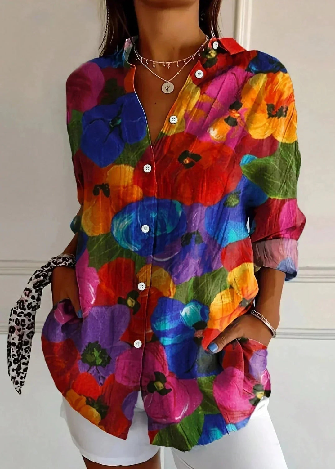 Piper | Elegant Painterly Floral Print Summer Tops Blouse