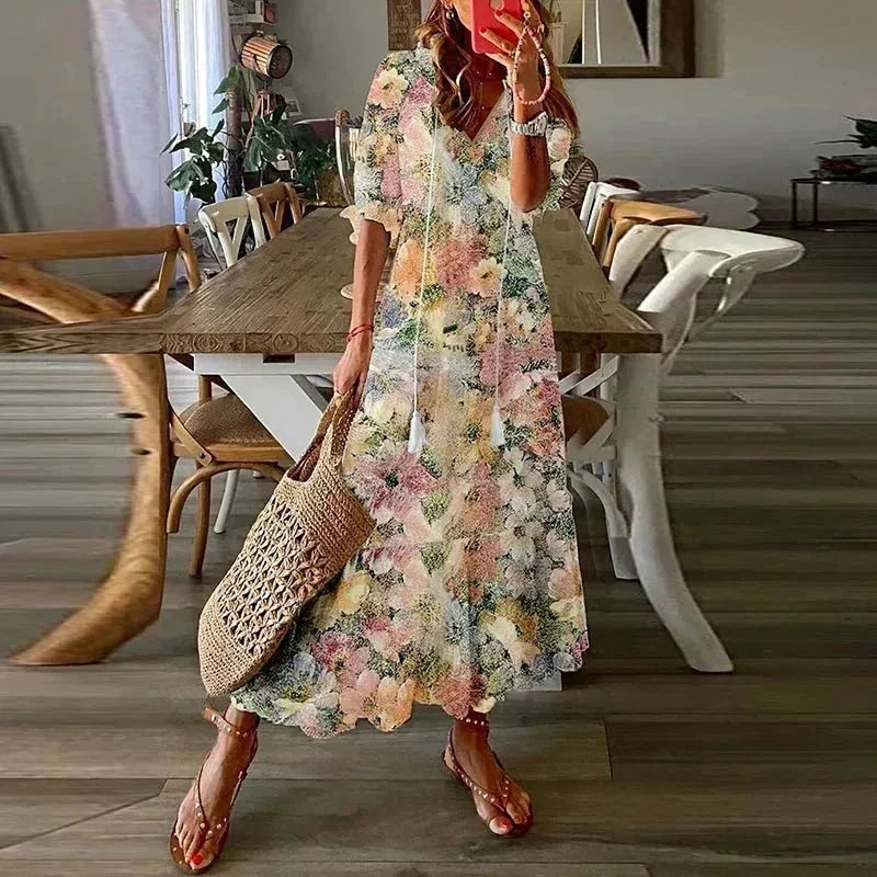 Piper | Floral Short Sleeve Maxi Summer Dresses