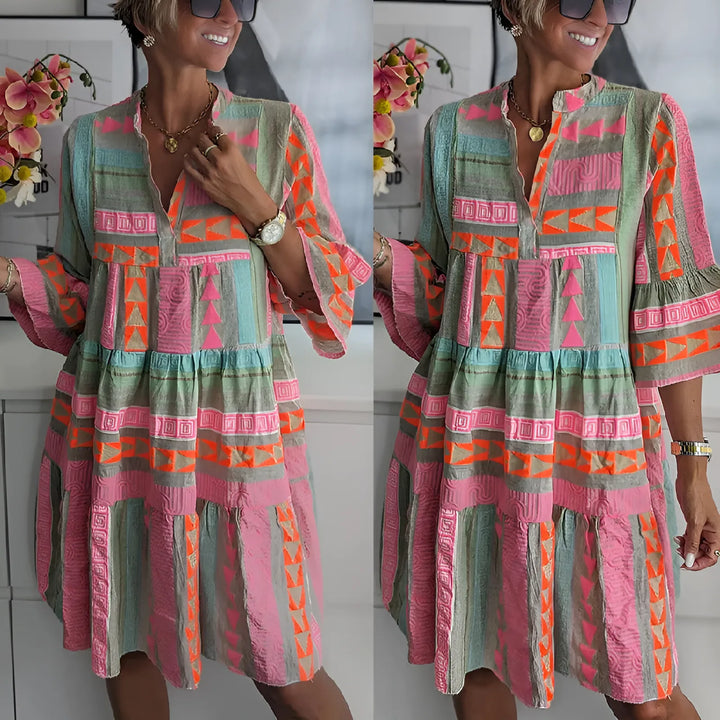 Piper | Relaxed Geometric Print Tiered Boho Dress