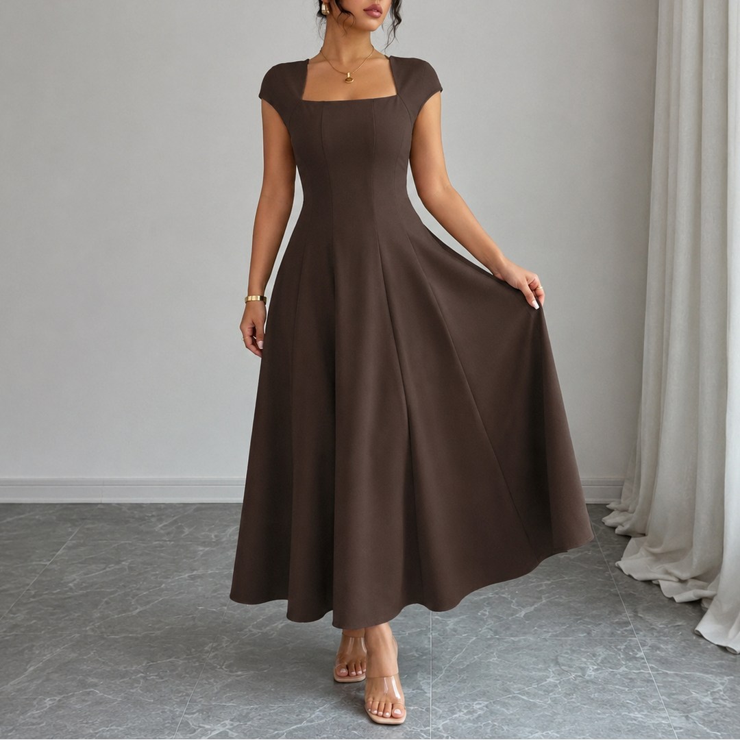 Piper | Sophisticated Square Neck A-Line Midi Dress