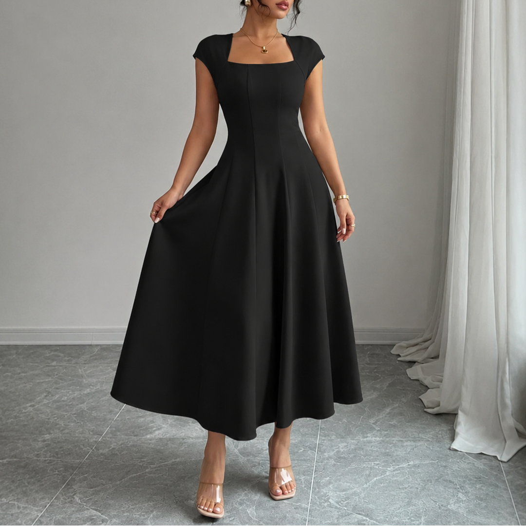 Piper | Sophisticated Square Neck A-Line Midi Dress