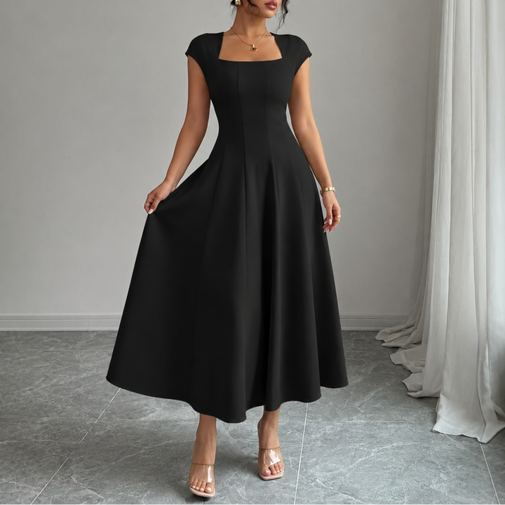 Piper | Sophisticated Square Neck A-Line Midi Dress