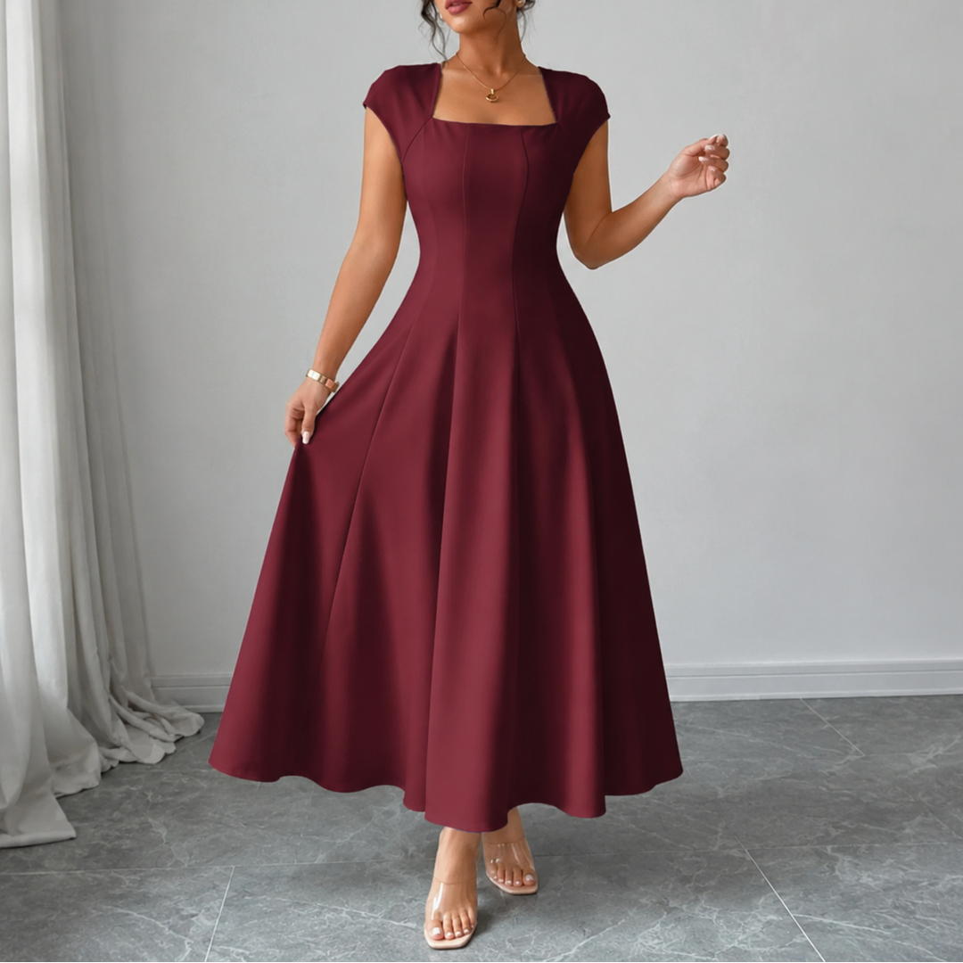 Piper | Sophisticated Square Neck A-Line Midi Dress