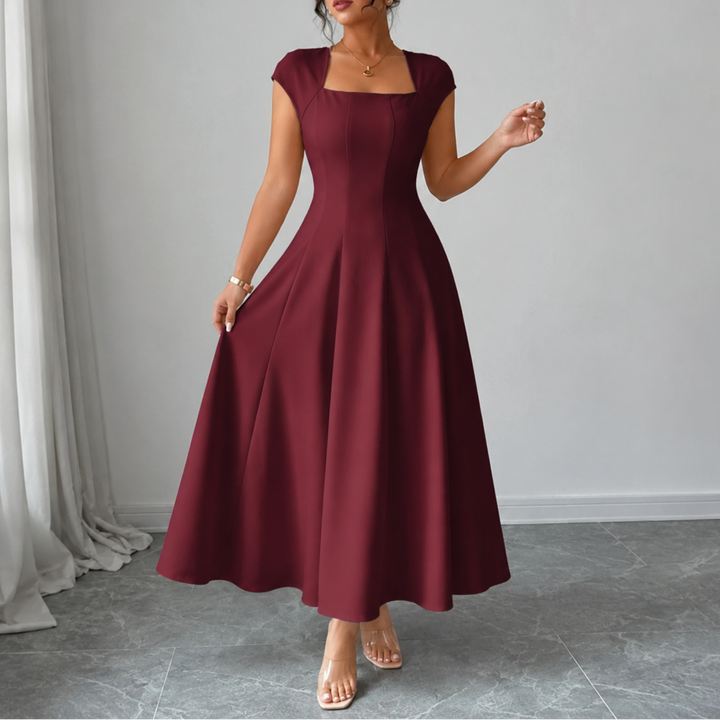 Piper | Sophisticated Square Neck A-Line Midi Dress