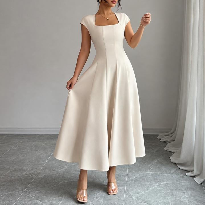 Piper | Sophisticated Square Neck A-Line Midi Dress