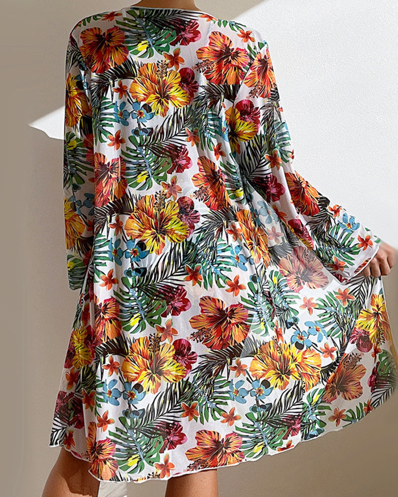 Piper | Stylish Long Sleeve Swimsuit Cover Up Floral Set