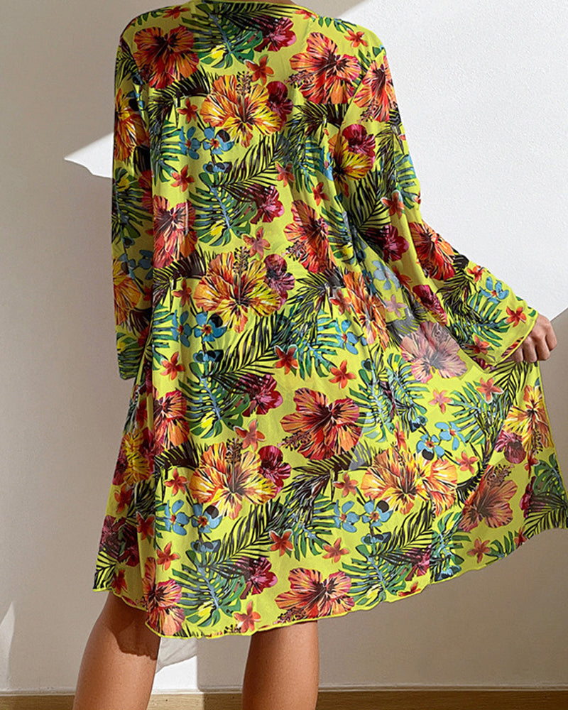 Piper | Stylish Long Sleeve Swimsuit Cover Up Floral Set
