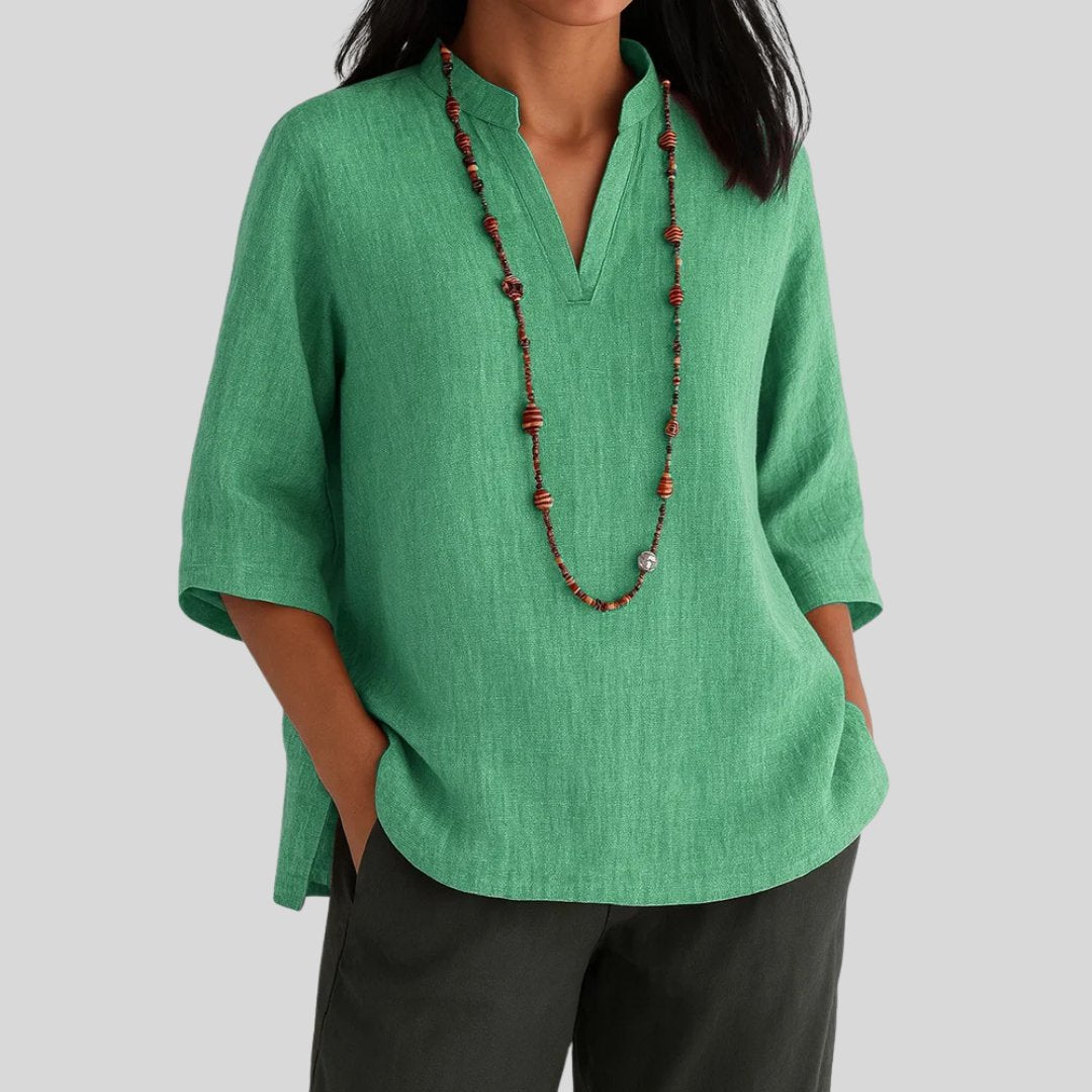 Piper | Timeless Relaxed V-Neck Tunic Top with Split Hem