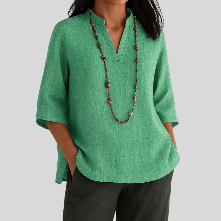 Piper | Timeless Relaxed V-Neck Tunic Top with Split Hem
