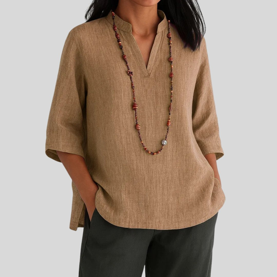 Piper | Timeless Relaxed V-Neck Tunic Top with Split Hem