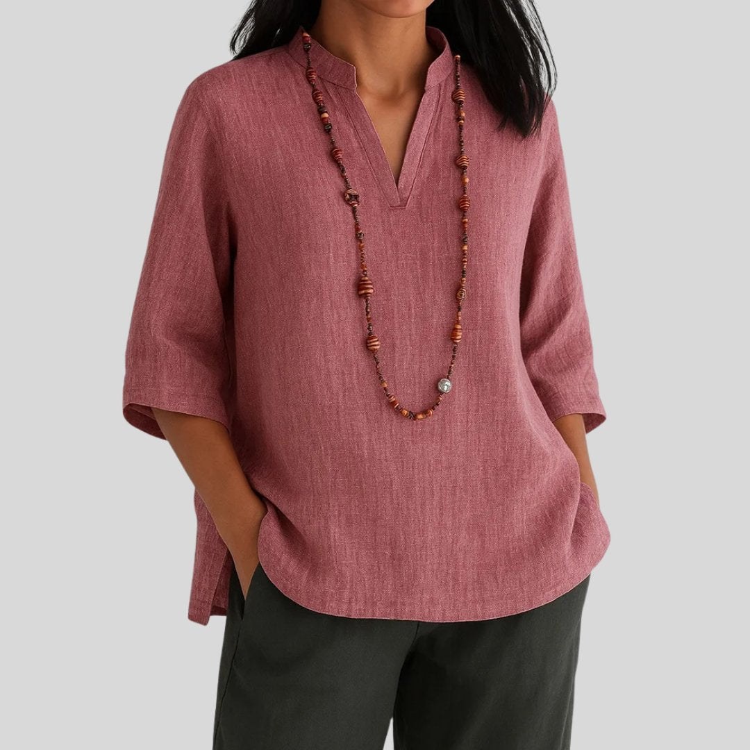 Piper | Timeless Relaxed V-Neck Tunic Top with Split Hem