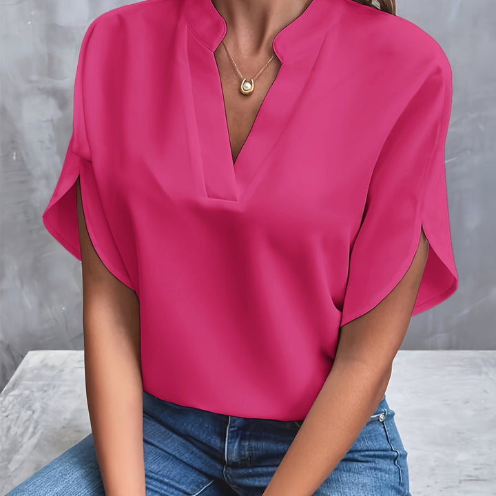 Piper | Timeless V-Neck Blouse with Flowing Batwing Sleeves