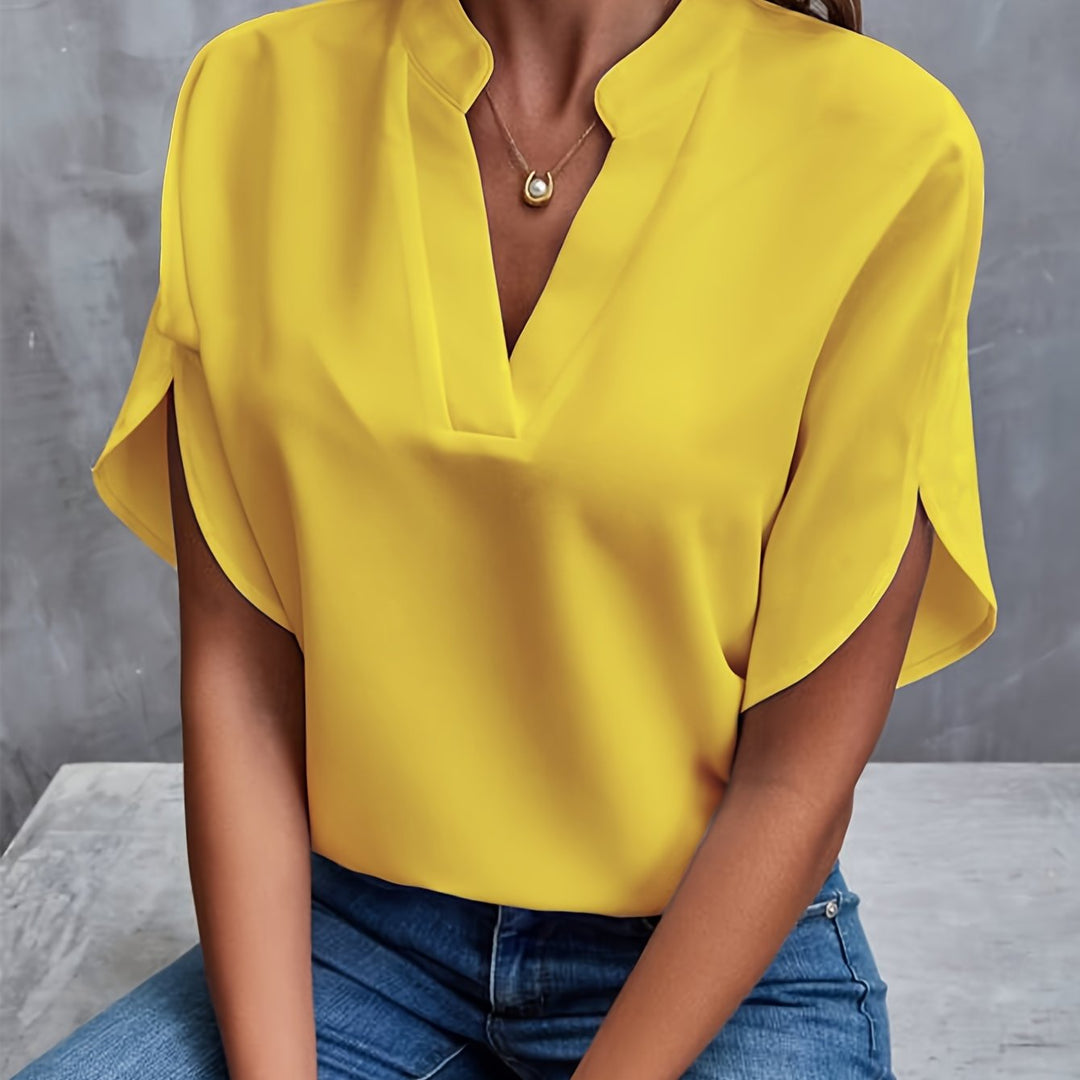 Piper | Timeless V-Neck Blouse with Flowing Batwing Sleeves