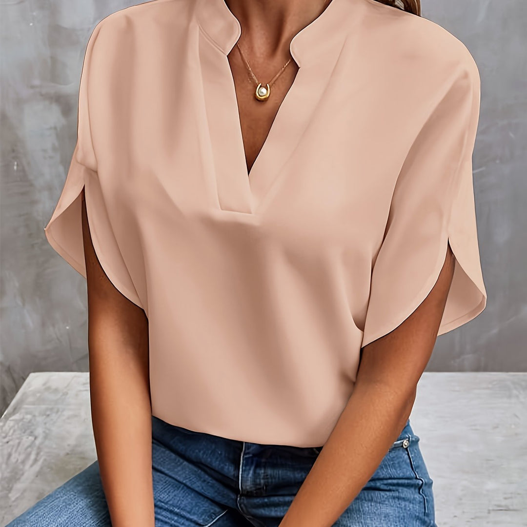 Piper | Timeless V-Neck Blouse with Flowing Batwing Sleeves