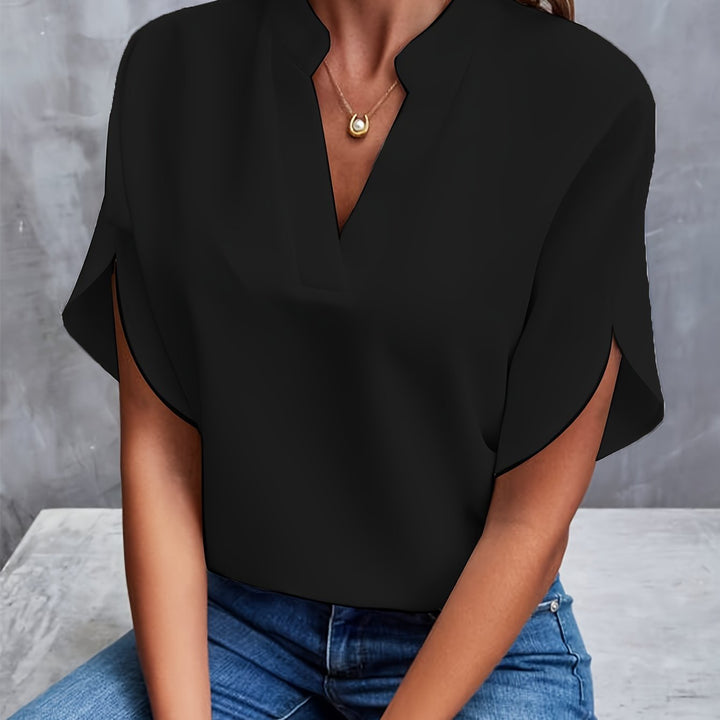 Piper | Timeless V-Neck Blouse with Flowing Batwing Sleeves