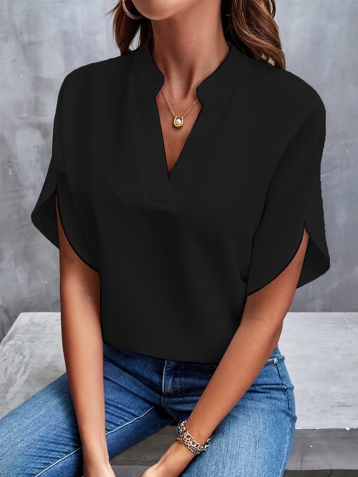 Piper | Timeless V-Neck Blouse with Flowing Batwing Sleeves