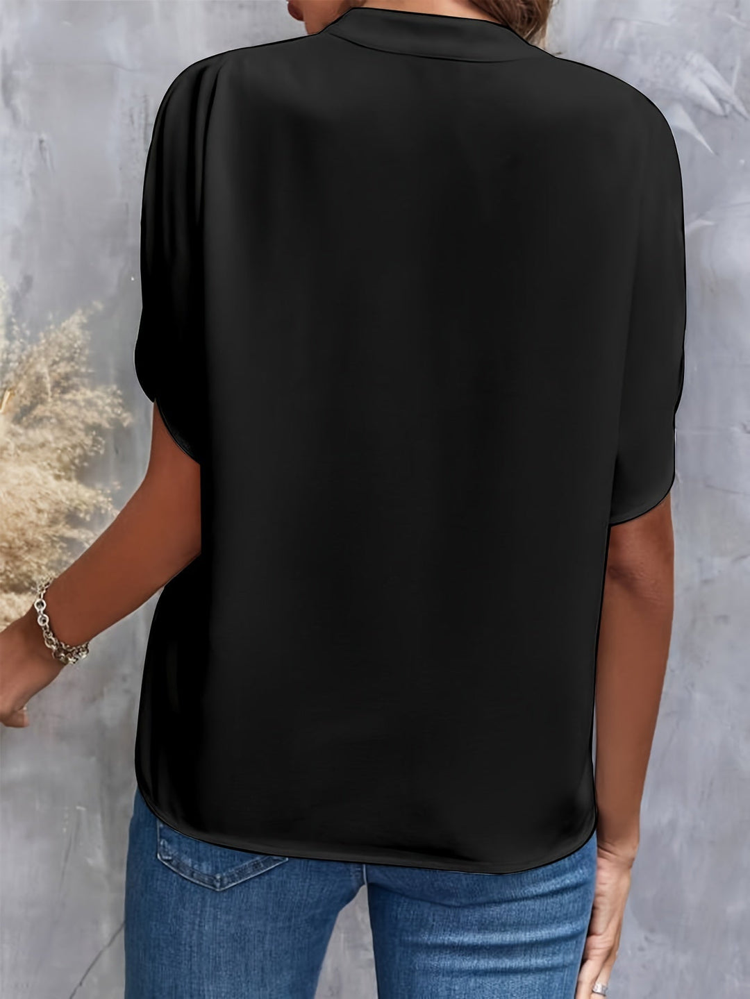 Piper | Timeless V-Neck Blouse with Flowing Batwing Sleeves