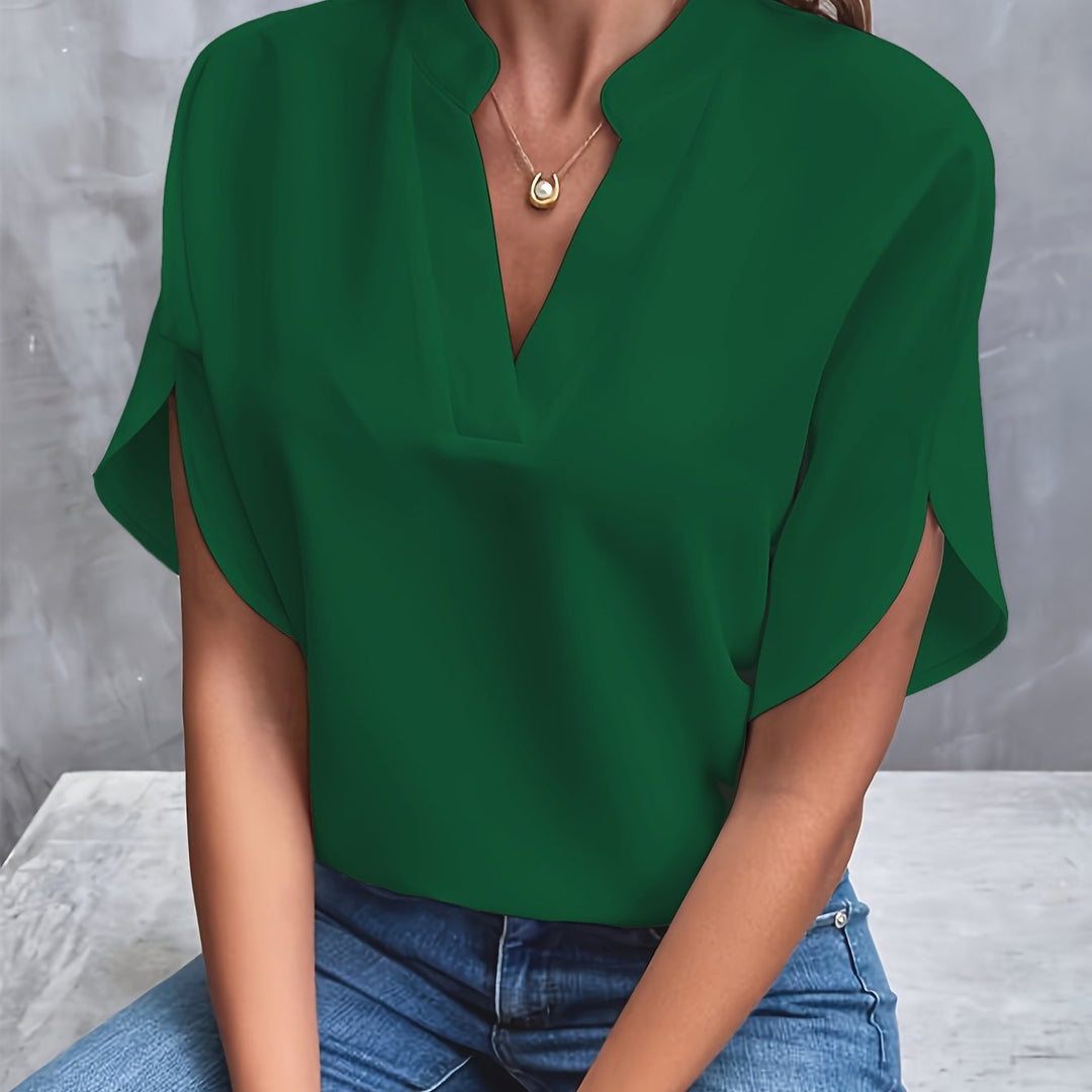 Piper | Timeless V-Neck Blouse with Flowing Batwing Sleeves