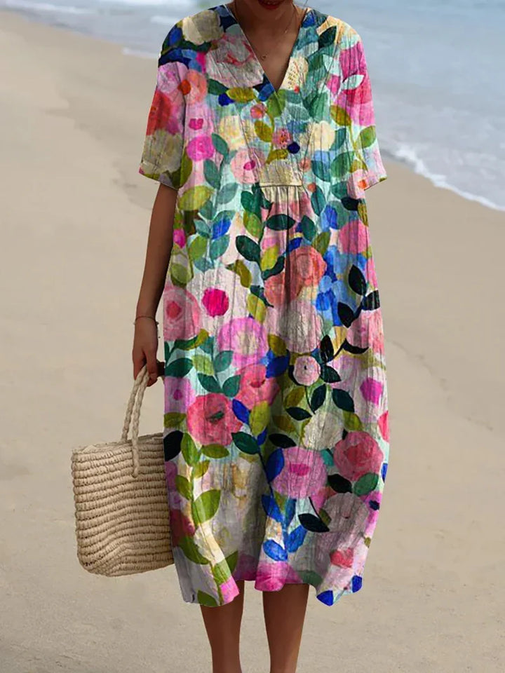 Piper | Timeless V-Neck Floral Midi Dress