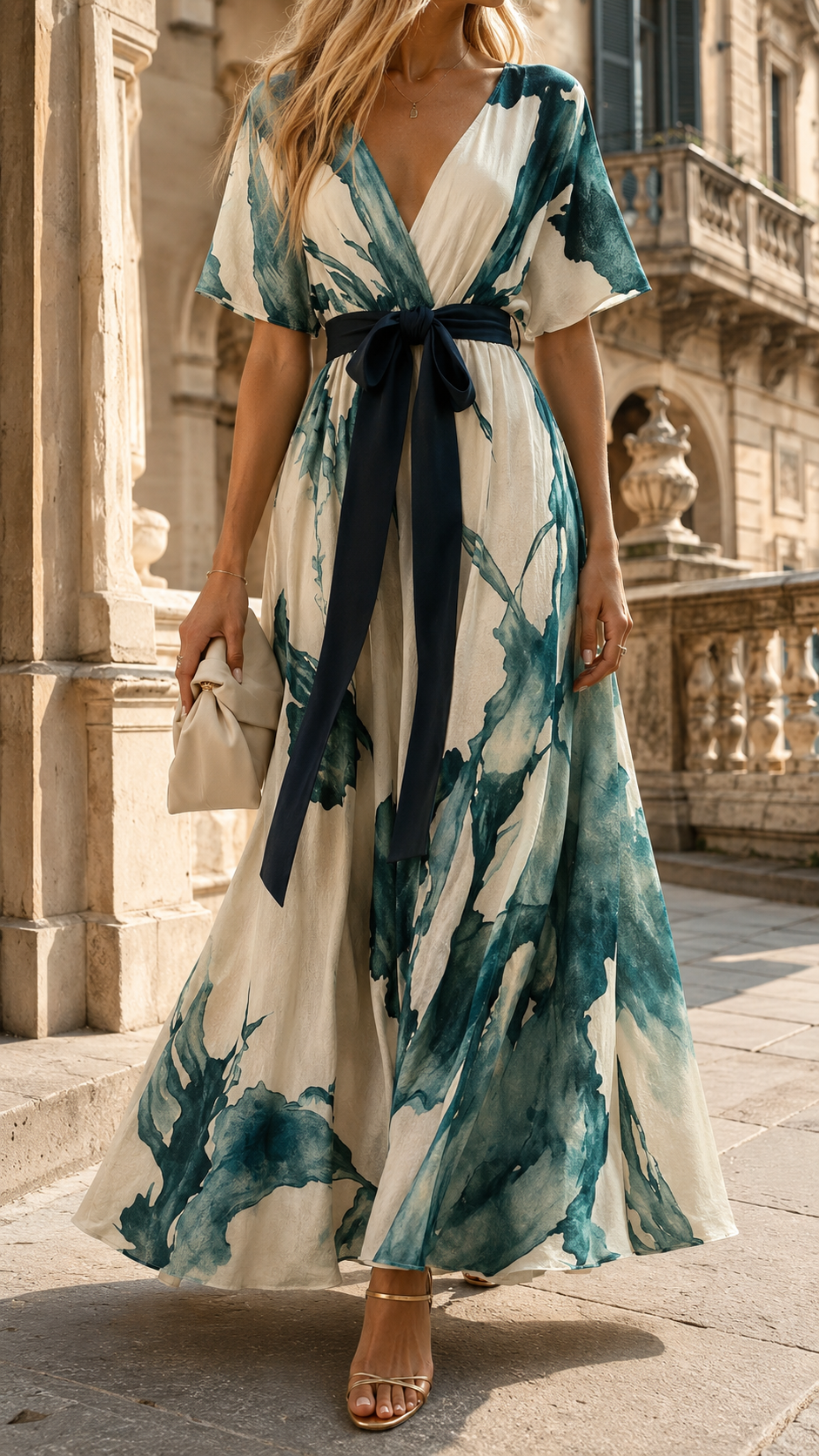 Pippa | Elegant Printed Wrap Maxi Races Dresses