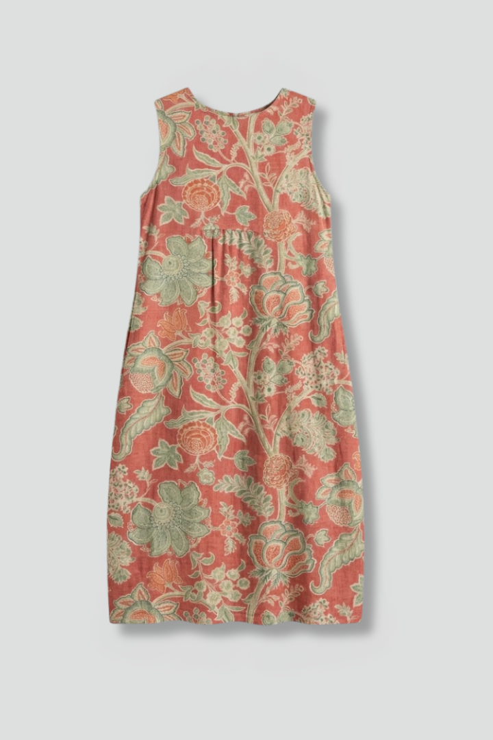 Pippa | Graceful Floral Sleeveless Midi Linen Dress Women