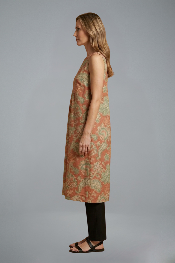Pippa | Graceful Floral Sleeveless Midi Linen Dress Women