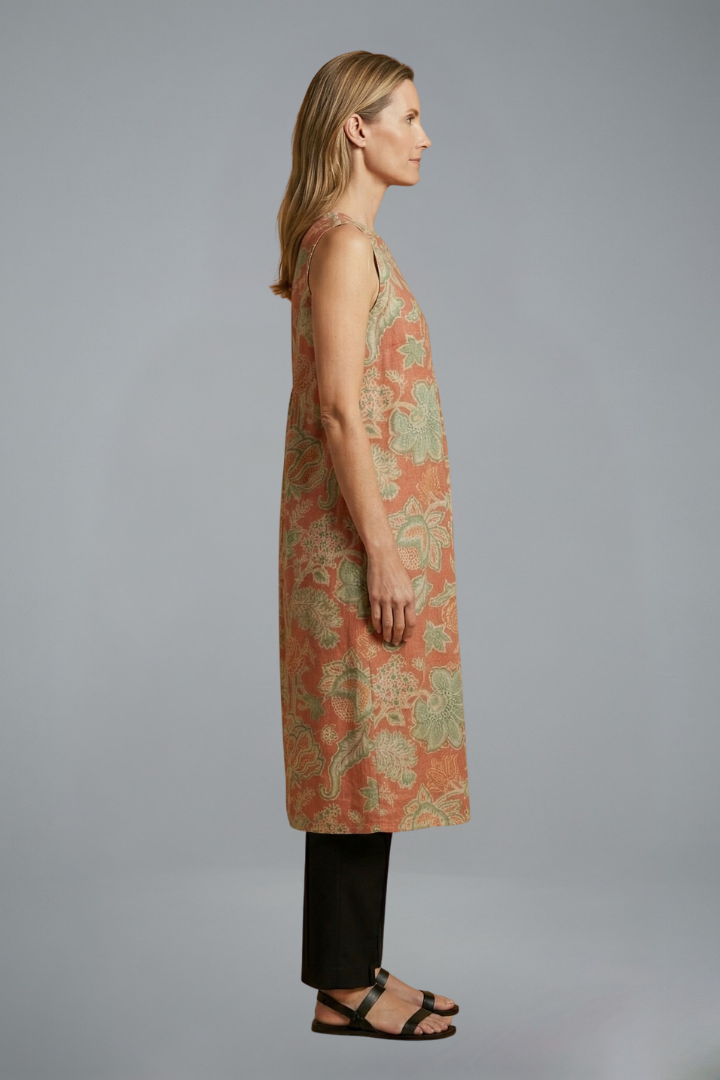 Pippa | Graceful Floral Sleeveless Midi Linen Dress Women