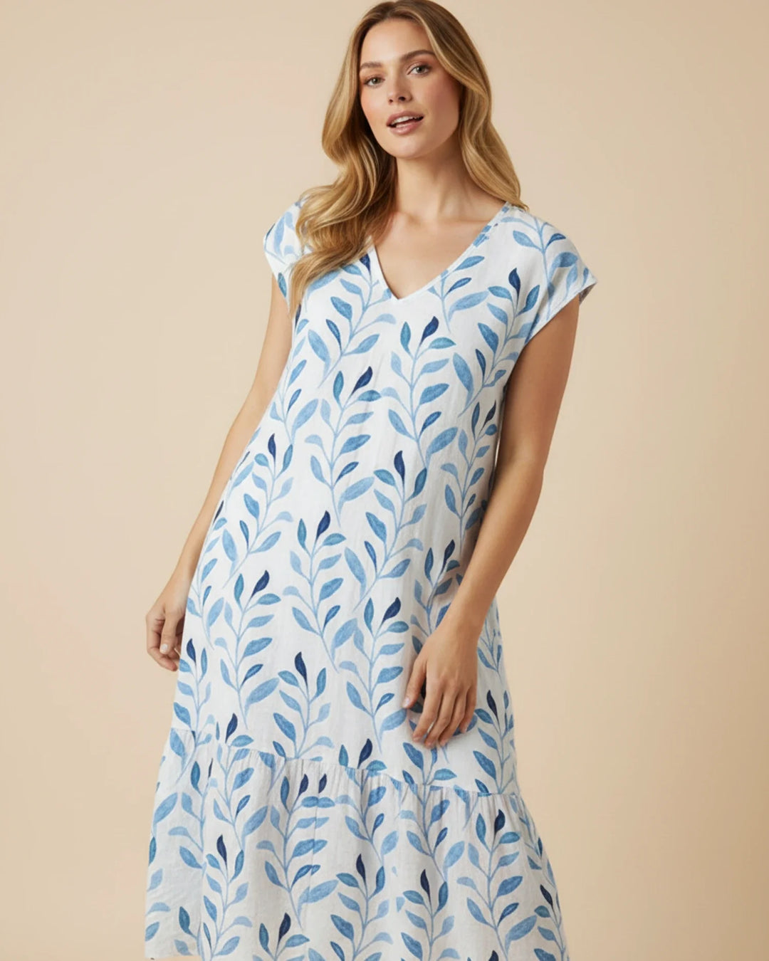 Pippa | Refined Floral Print Tiered Midi Casual Dress