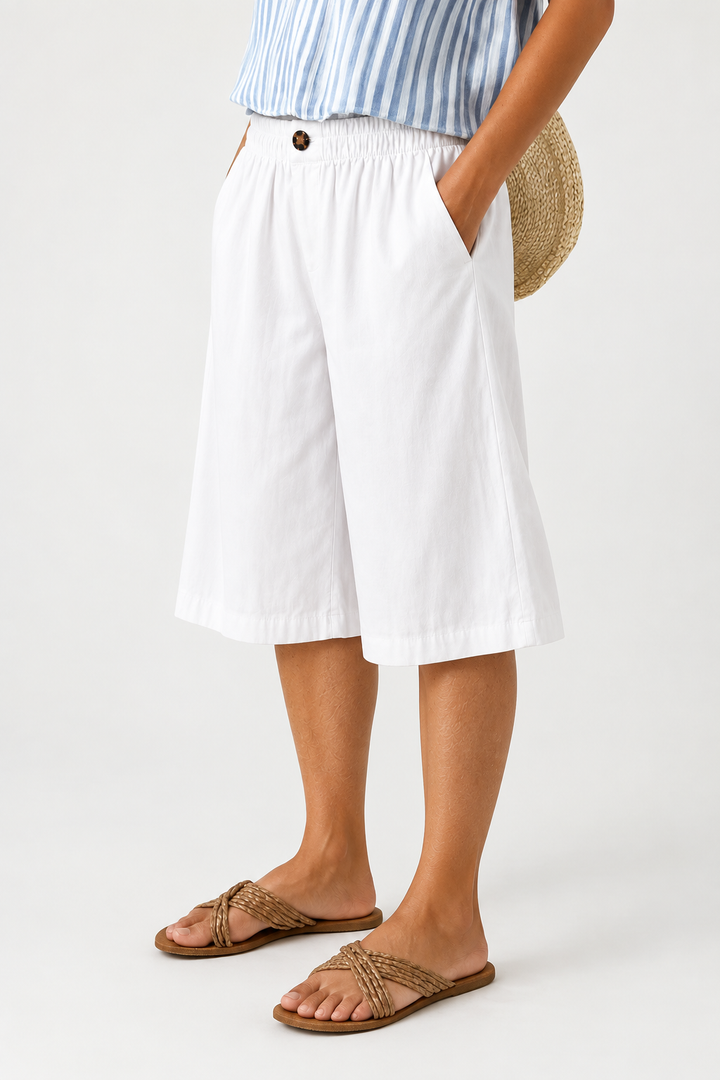 Poppy | Chic Knee-Length Wide-Leg Linen Shorts