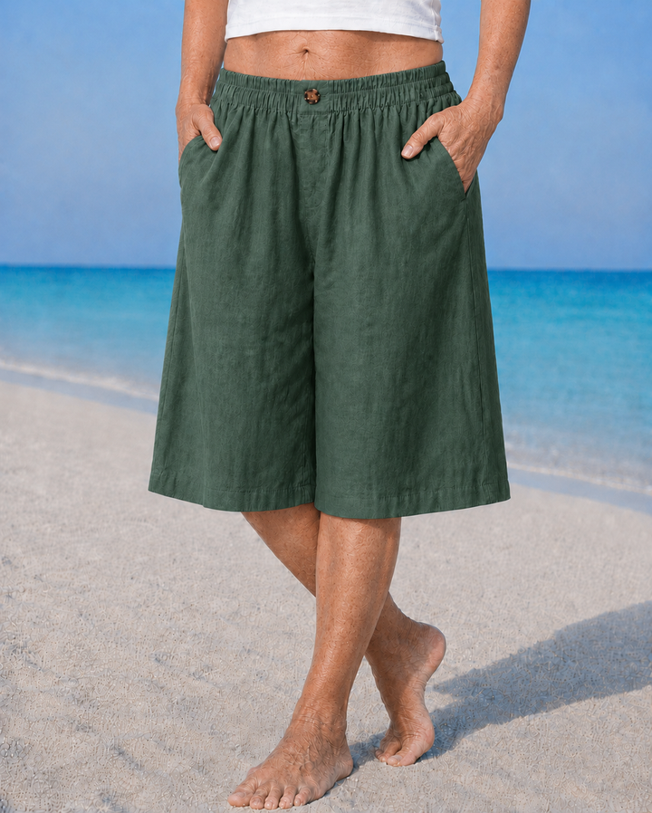 Poppy | Chic Knee-Length Wide-Leg Linen Shorts