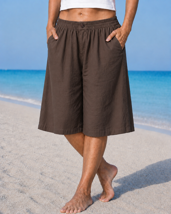 Poppy | Chic Knee-Length Wide-Leg Linen Shorts