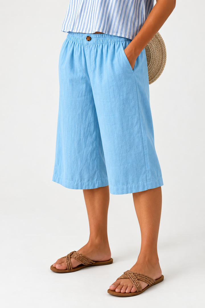 Poppy | Chic Knee-Length Wide-Leg Linen Shorts
