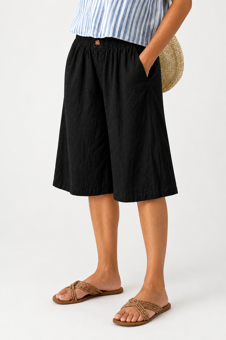 Poppy | Chic Knee-Length Wide-Leg Linen Shorts