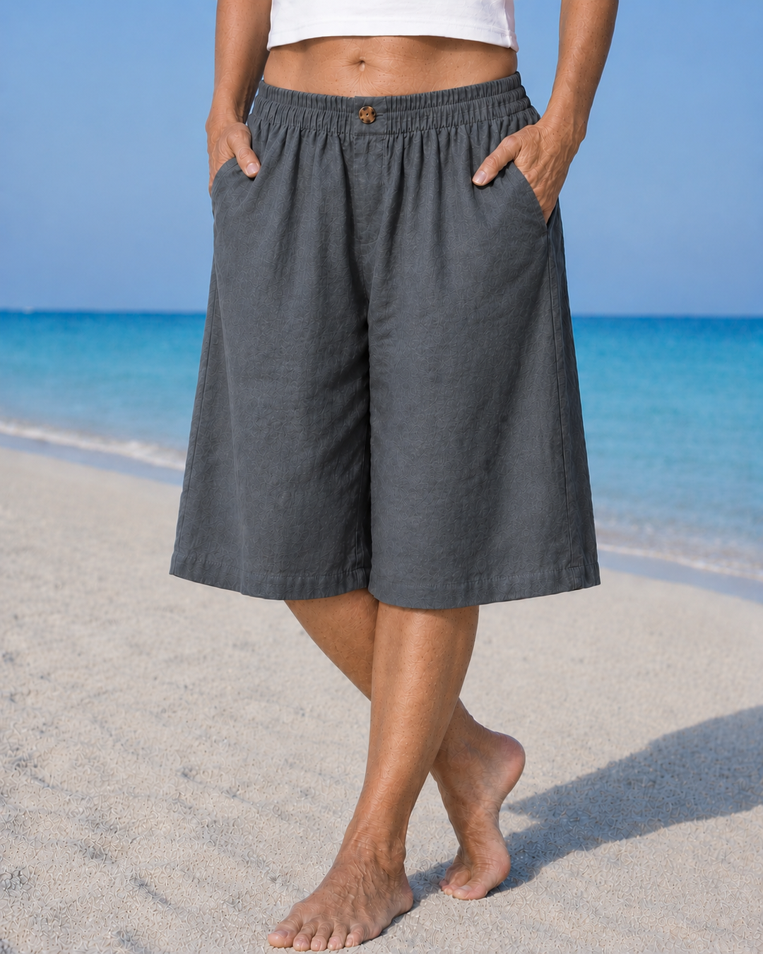 Poppy | Chic Knee-Length Wide-Leg Linen Shorts