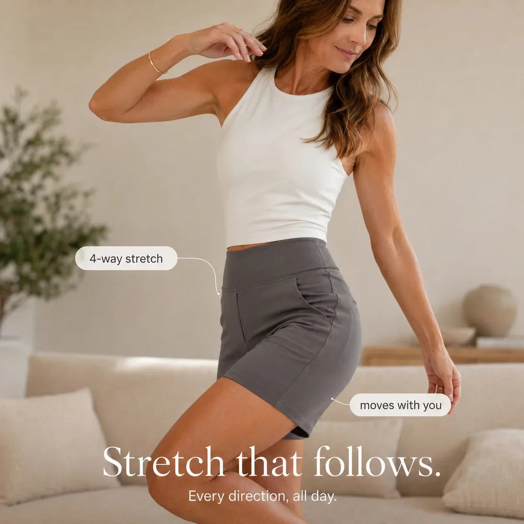 Poppy | Classic High Waist Stretch Shorts with Pockets