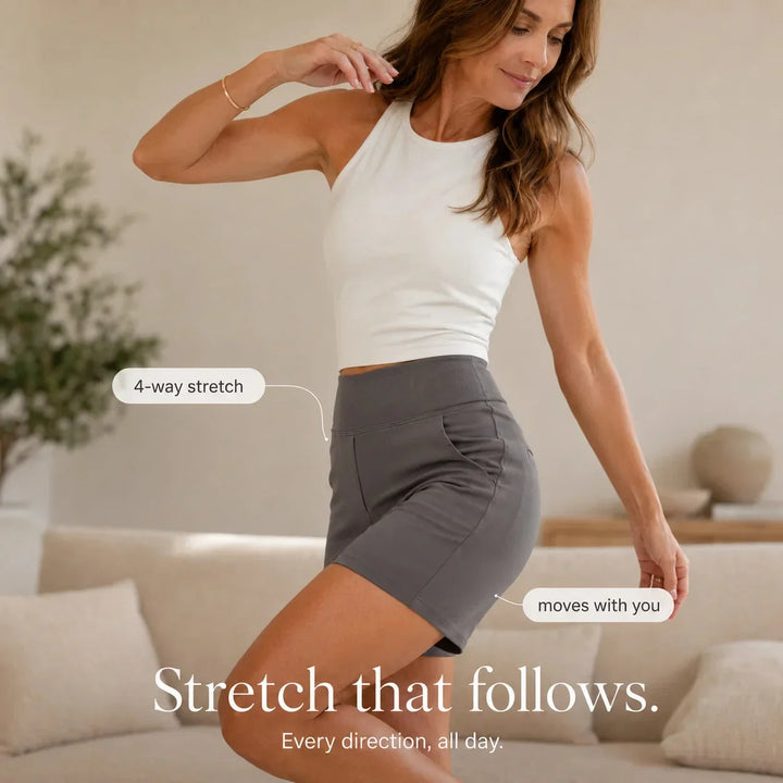 Poppy | Classic High Waist Stretch Shorts with Pockets