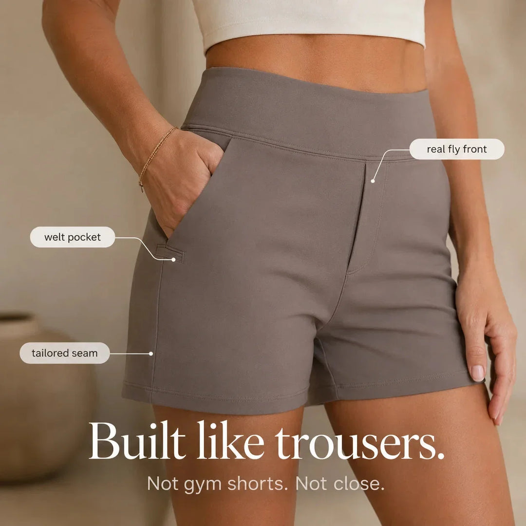 Poppy | Classic High Waist Stretch Shorts with Pockets