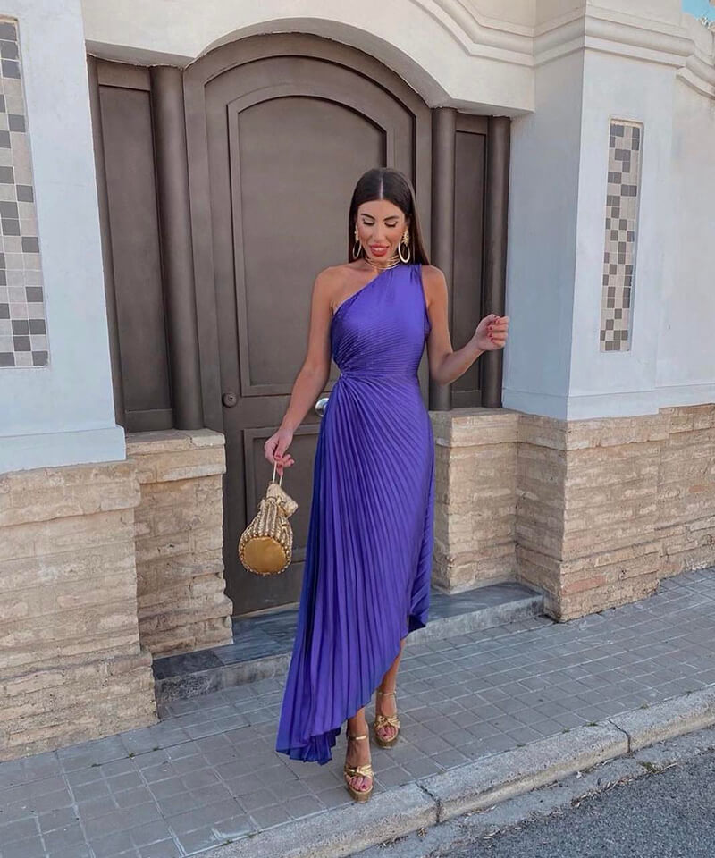 Poppy | Classic Pleated One-Shoulder Races Dress