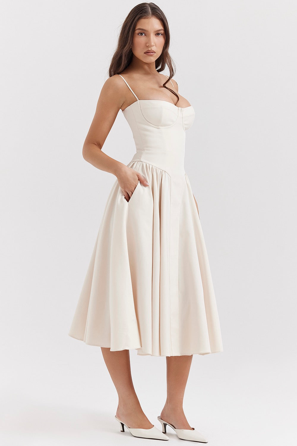 Poppy | Elegant Bustier Races Dresses Midi Length
