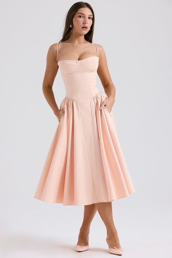 Poppy | Elegant Bustier Races Dresses Midi Length