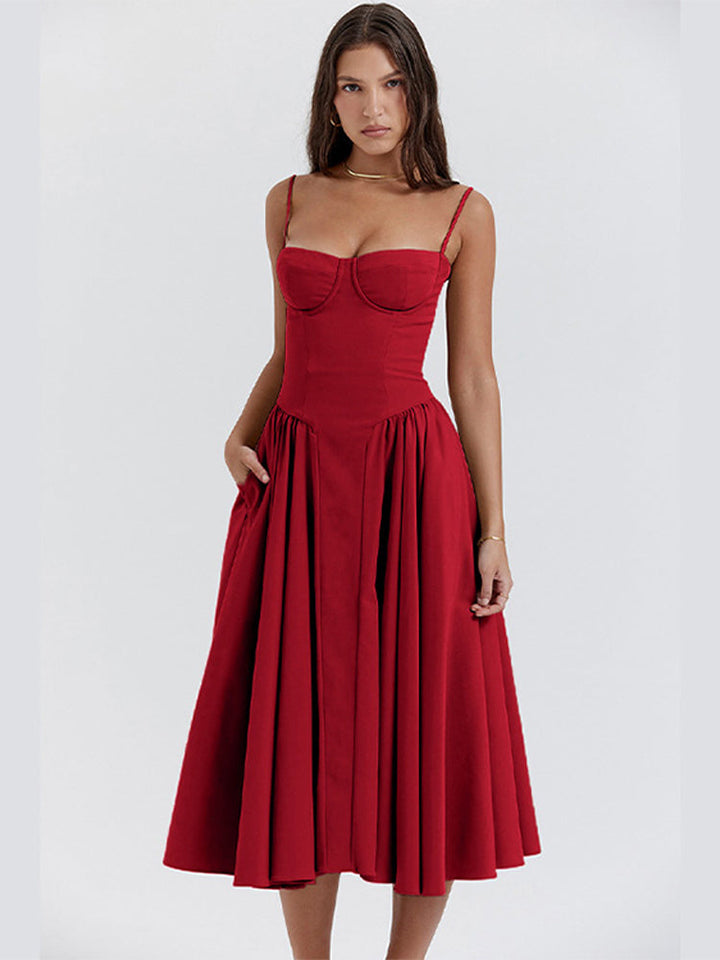 Poppy | Elegant Bustier Races Dresses Midi Length