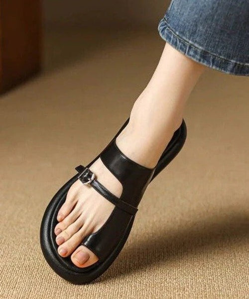 Poppy | Elegant Toe Loop Buckle Flat Sandals
