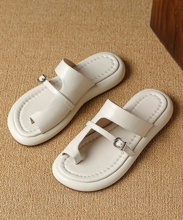 Poppy | Elegant Toe Loop Buckle Flat Sandals