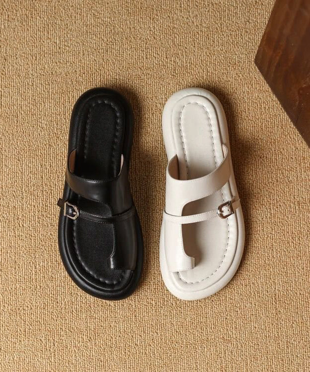 Poppy | Elegant Toe Loop Buckle Flat Sandals
