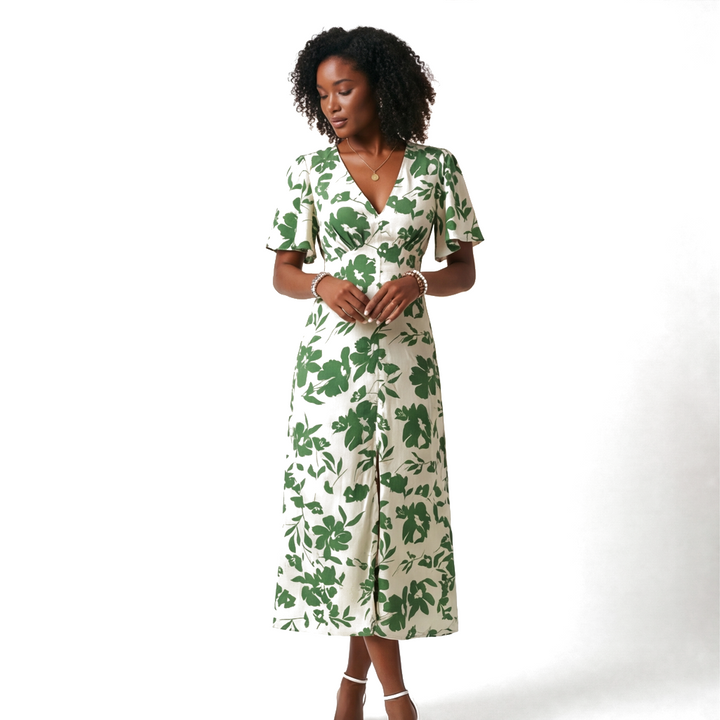 Poppy | Floral Short Sleeve Midi Summer Dresses
