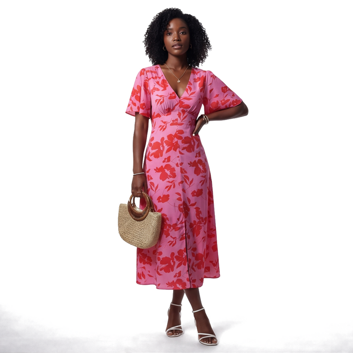 Poppy | Floral Short Sleeve Midi Summer Dresses